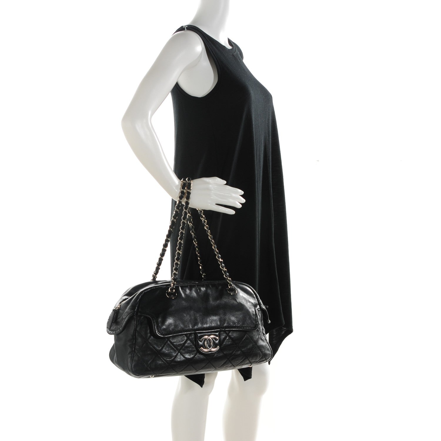 Chanel Calfskin Quilted Bowling Bag Black 2 of 7