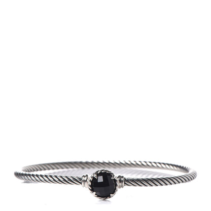David Yurman Sterling Silver Black Onyx 3mm Chatelaine Bracelet 1 of 5