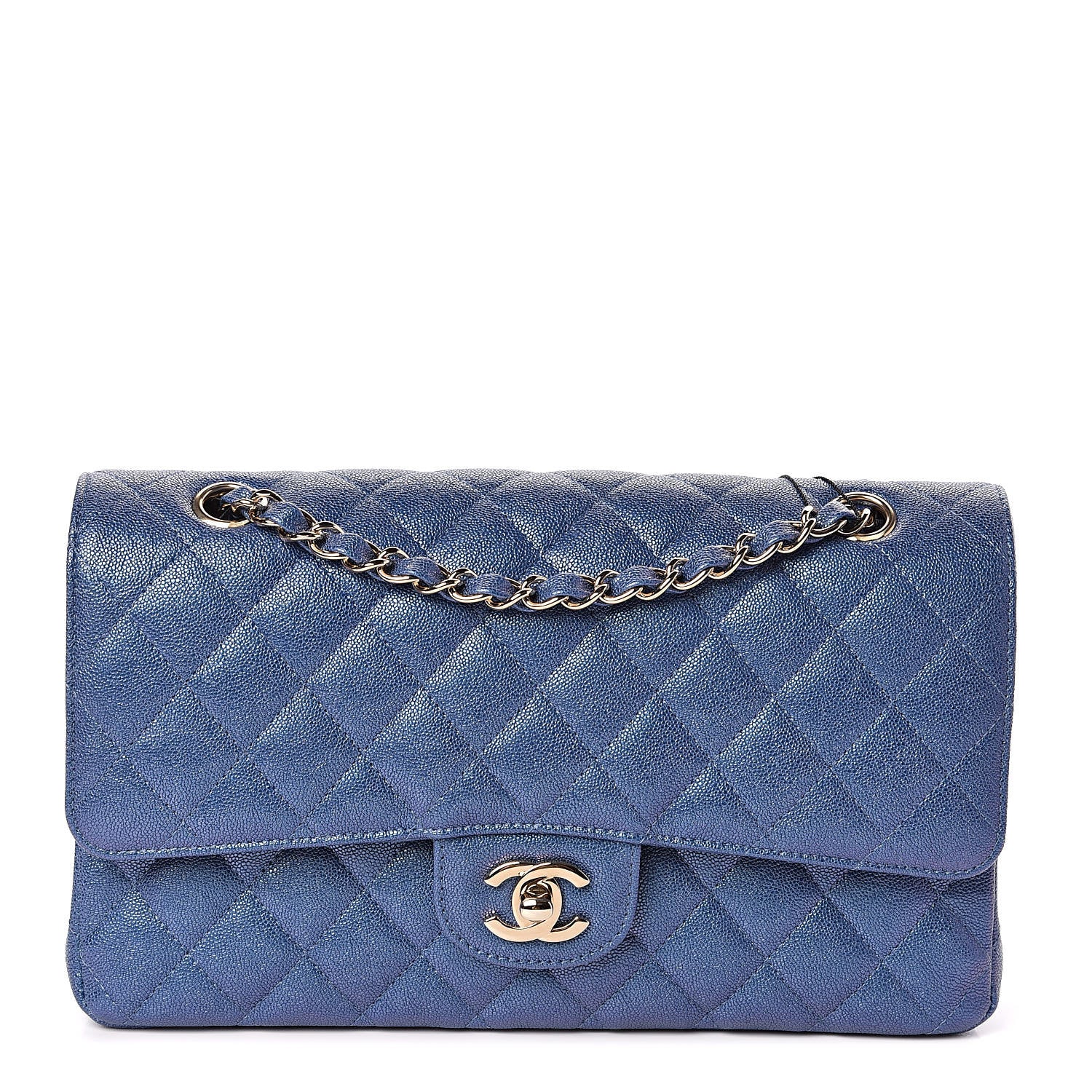 Chanel Iridescent Caviar Quilted Medium Double Flap Dark Blue 1 of 11
