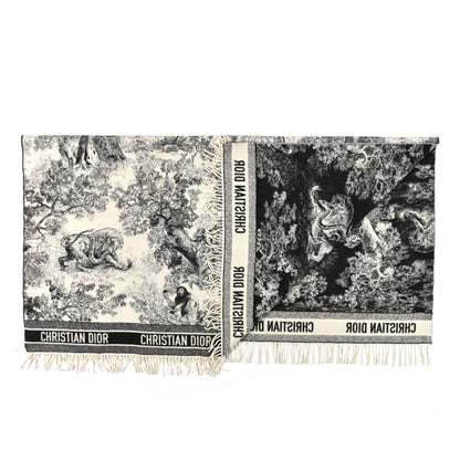 Christian Dior Cashmere Wool Toile De Jouy Throw Blanket Black White 2 of 3