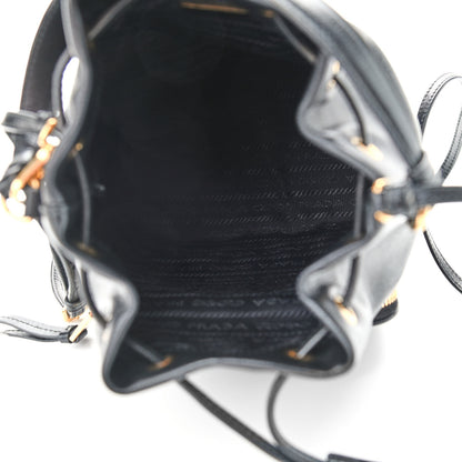 Prada Glace Calfskin Embossed Secchiello Bucket Bag Black 5 of 9