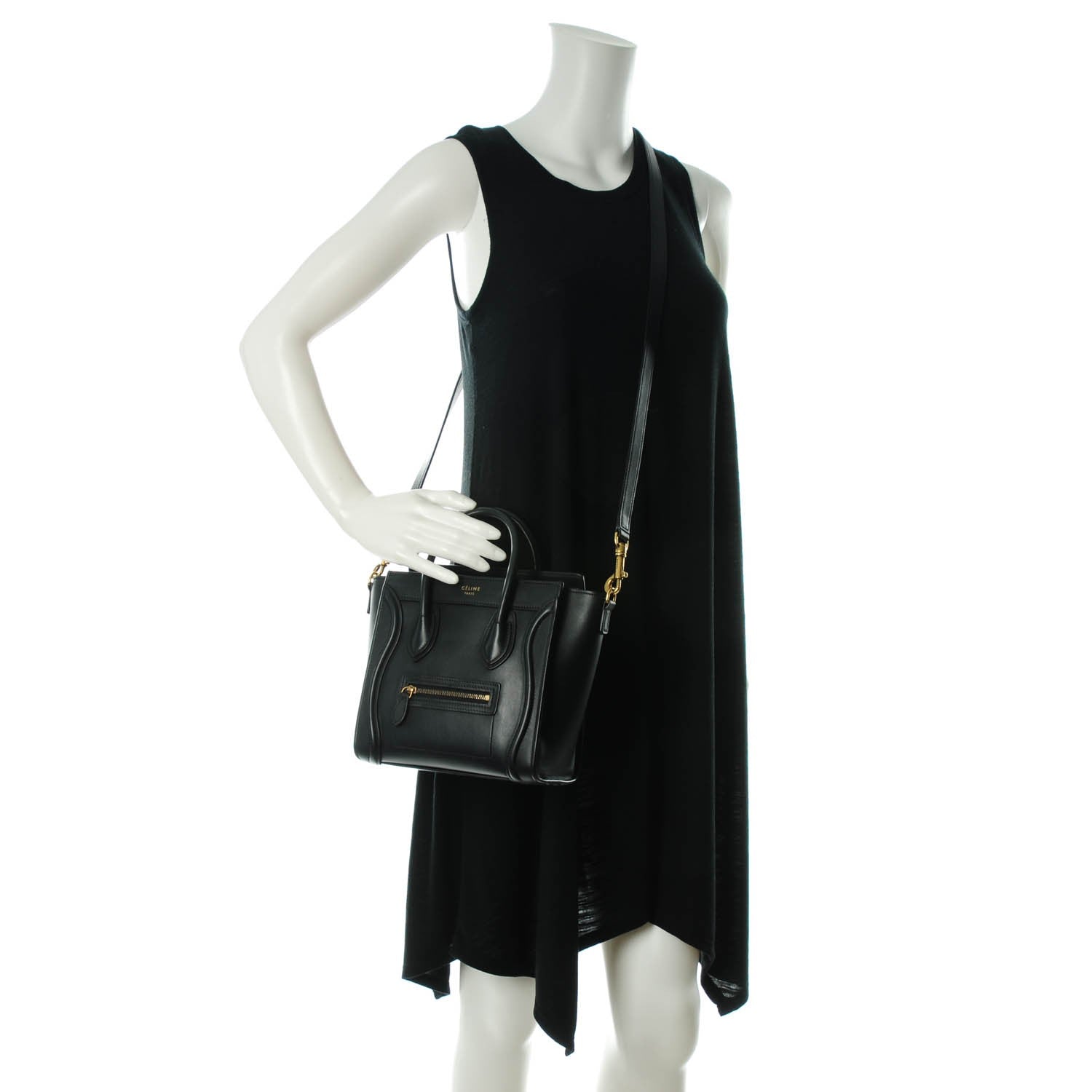 Celine Smooth Calfskin Nano Luggage Black 2 of 7
