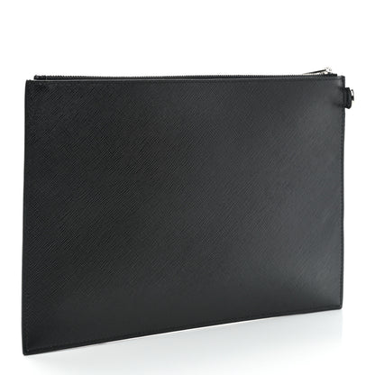 Givenchy Textured Coated Canvas Iconic Prints Flat Medium Clutch Bag Black 3 of 7
