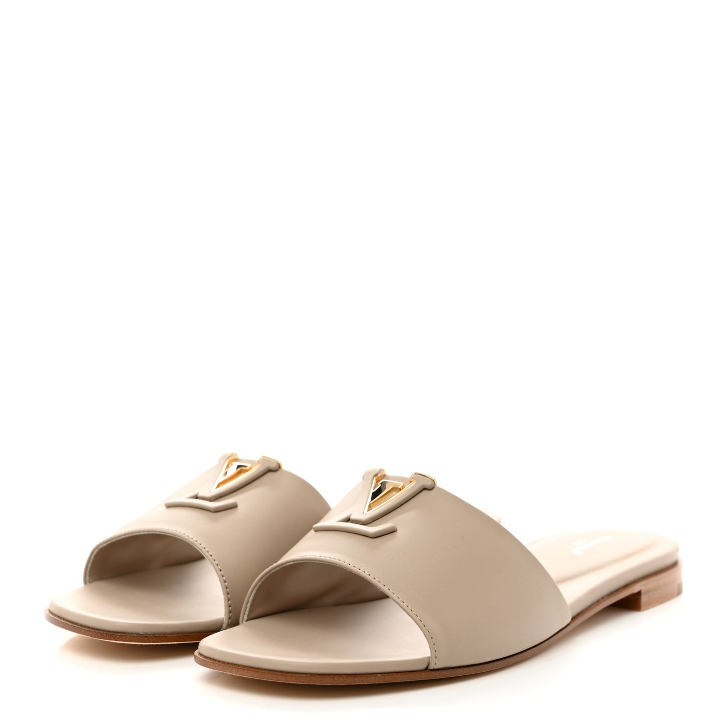 Calfskin LV Capri Flat Sandals 40 Pebble