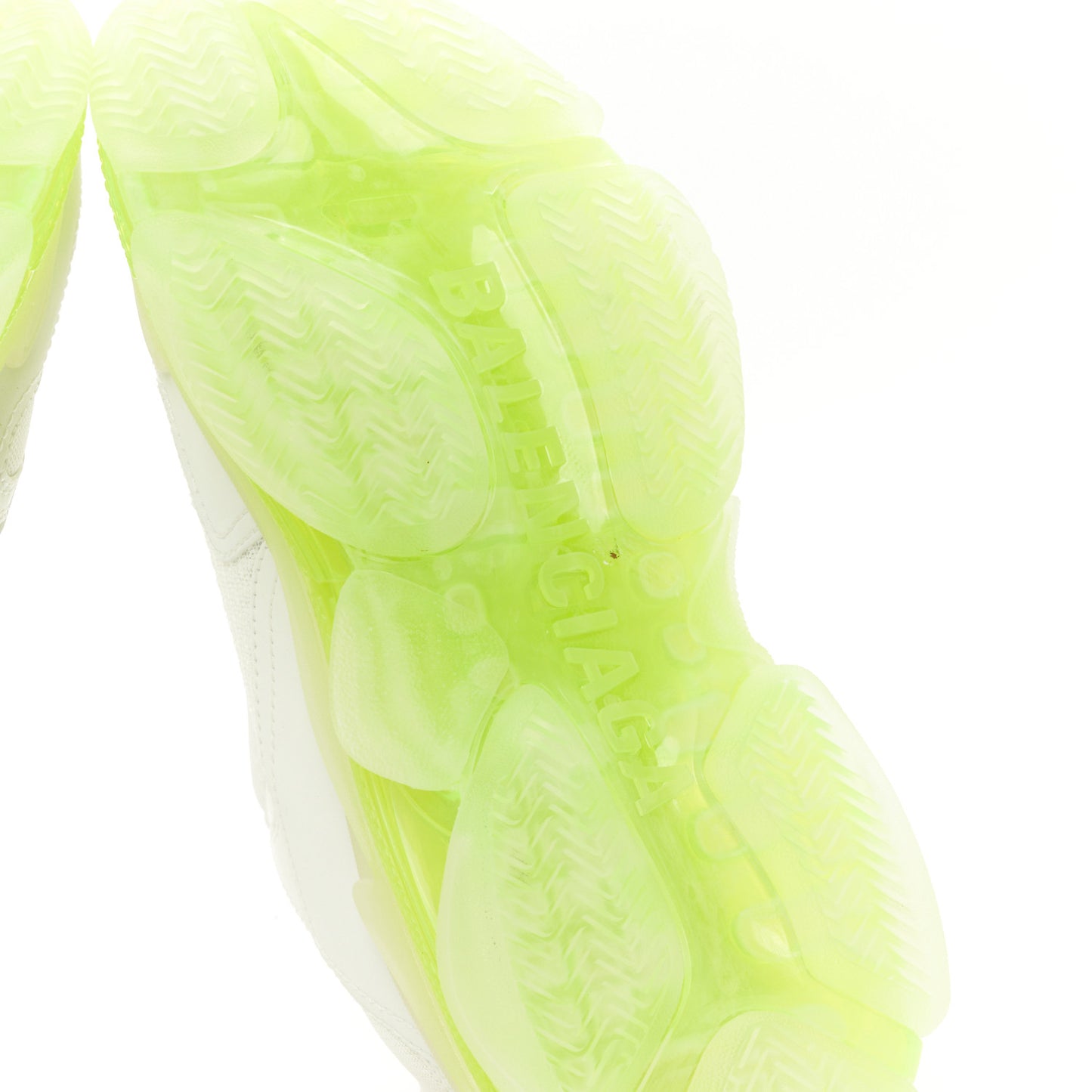 Fabric Mesh Clear Sole Fluo Womens Triple S Sneakers 38 White Fluo Yellow