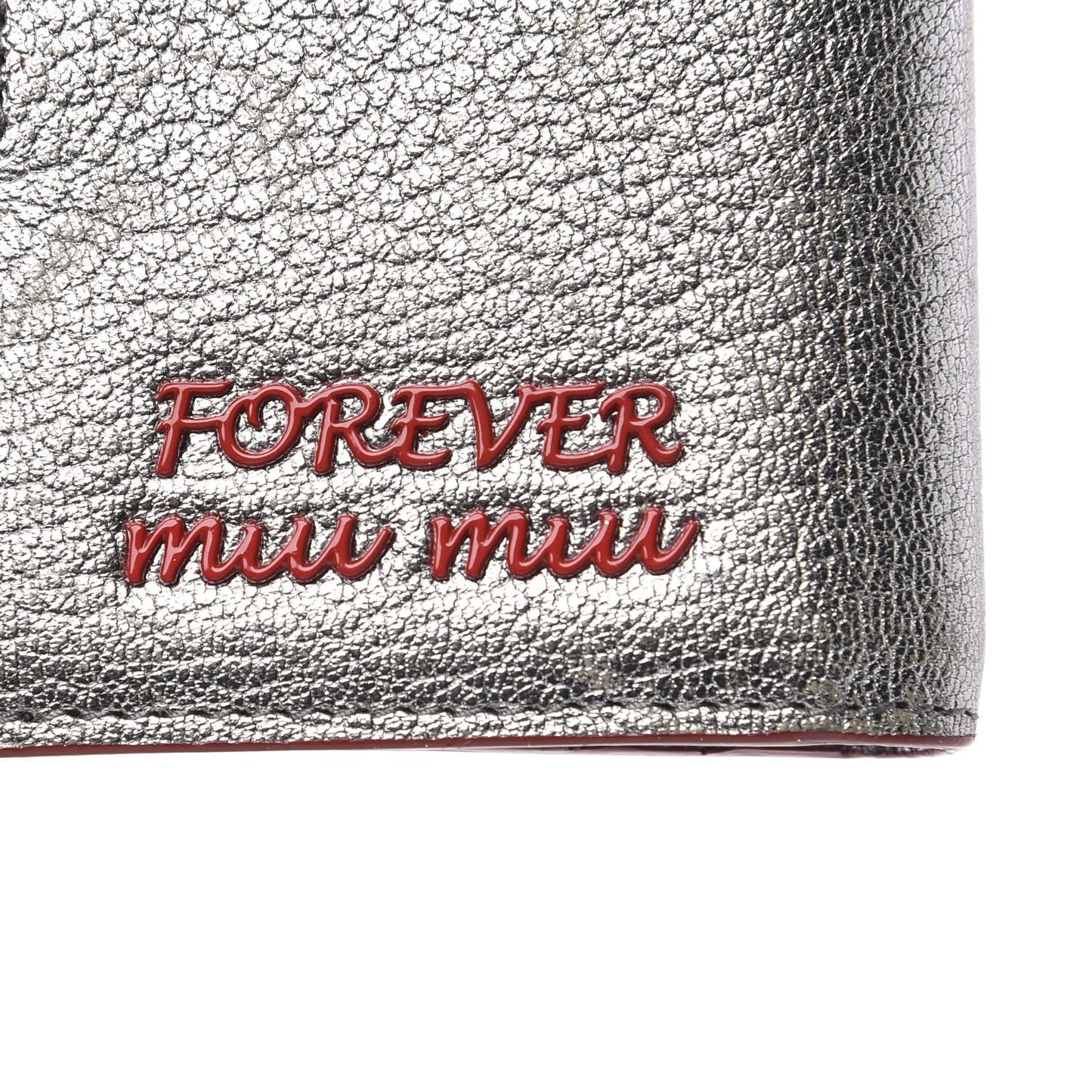 Metallic Goatskin Madras Love Forever Wallet Cromo
