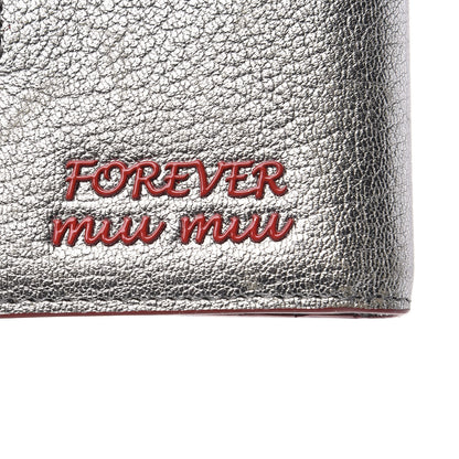 Miu Miu Metallic Goatskin Madras Love Forever Wallet Cromo 6 of 9