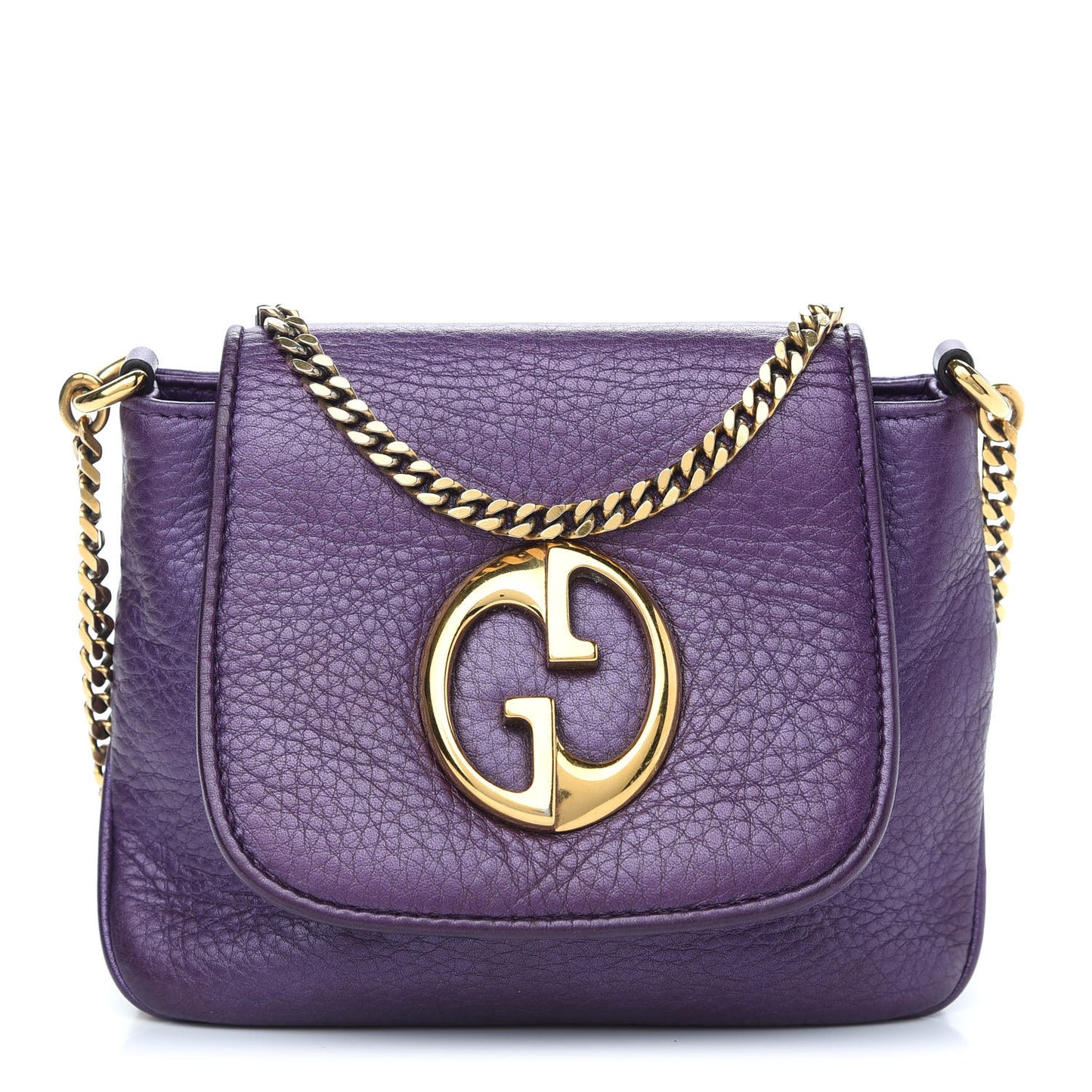 Metallic Pebbled Calfskin Small 1973 Chain Shoulder Bag Purple