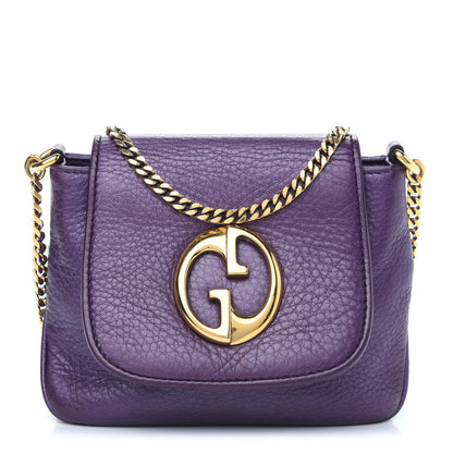 Gucci Metallic Pebbled Calfskin Small 1973 Chain Shoulder Bag Purple 1 of 8
