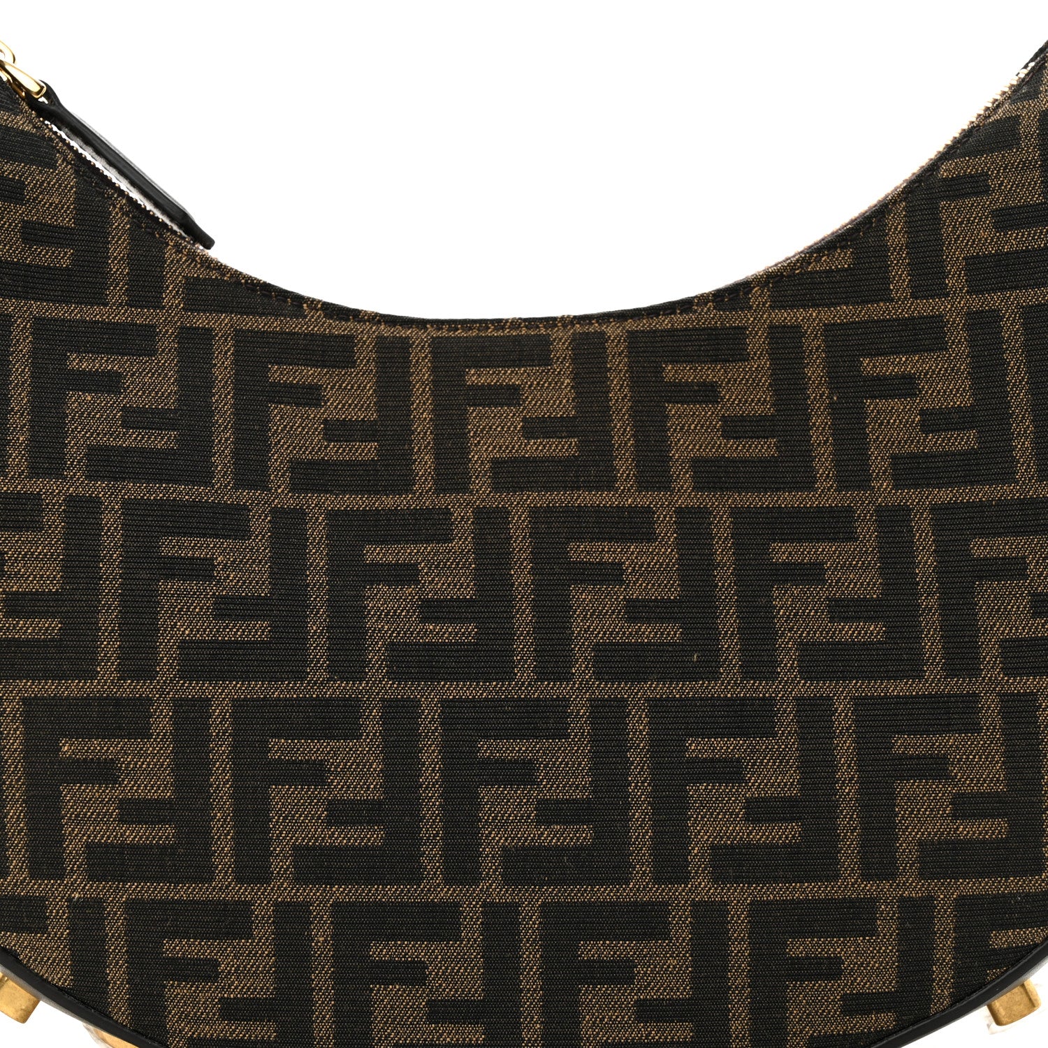 Fendi Fabric Jacquard Vitello Grace FF 1974 Small Fendigraphy Hobo Bag Tobacco Moro Ebano 8 of 10