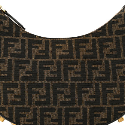 Fendi Fabric Jacquard Vitello Grace FF 1974 Small Fendigraphy Hobo Bag Tobacco Moro Ebano 8 of 10