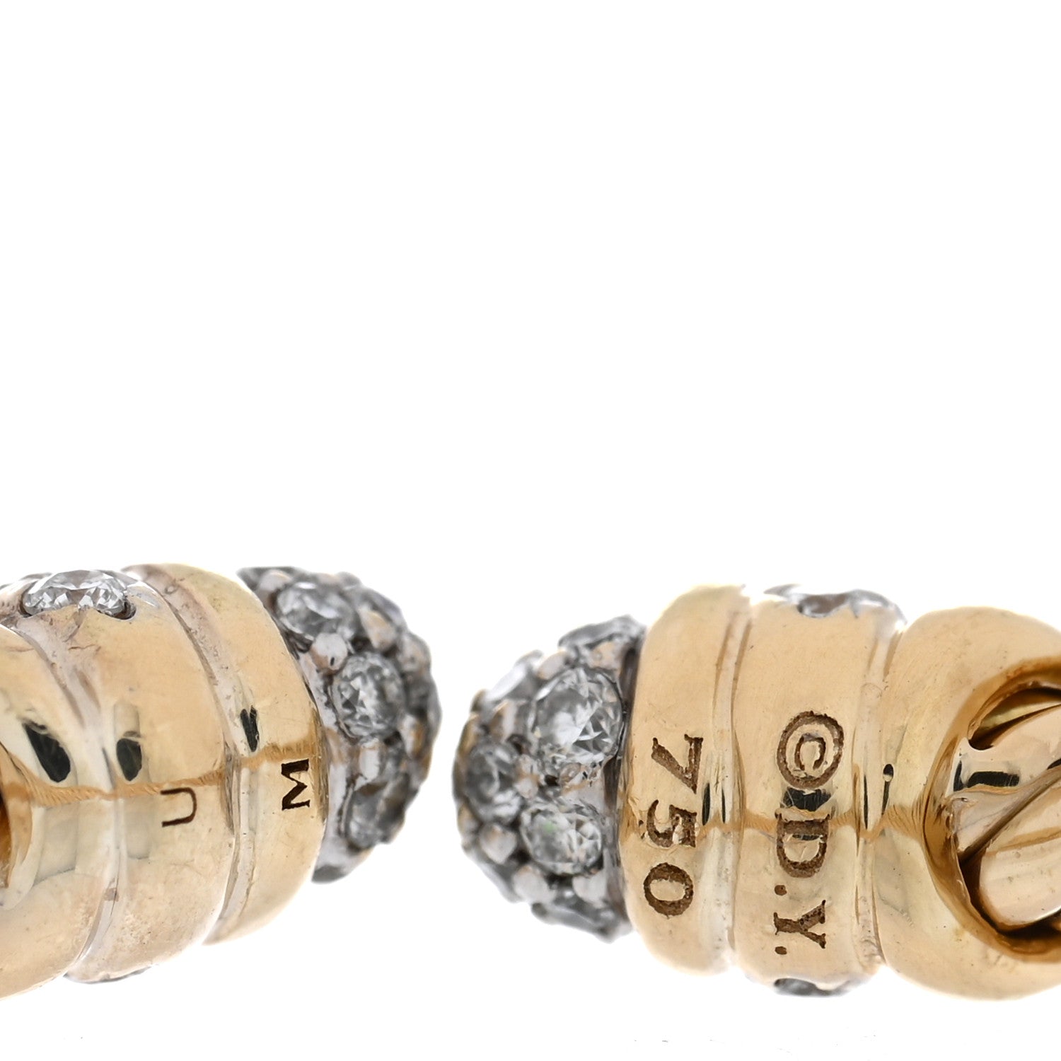 David Yurman Sterling Silver 18K Yellow Gold Diamond Petite Helena Open Ring 4 of 4