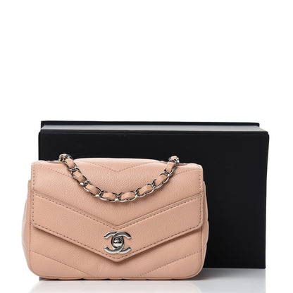 Chanel Caviar Chevron Quilted Small Single Flap Light Pink 12 of 12