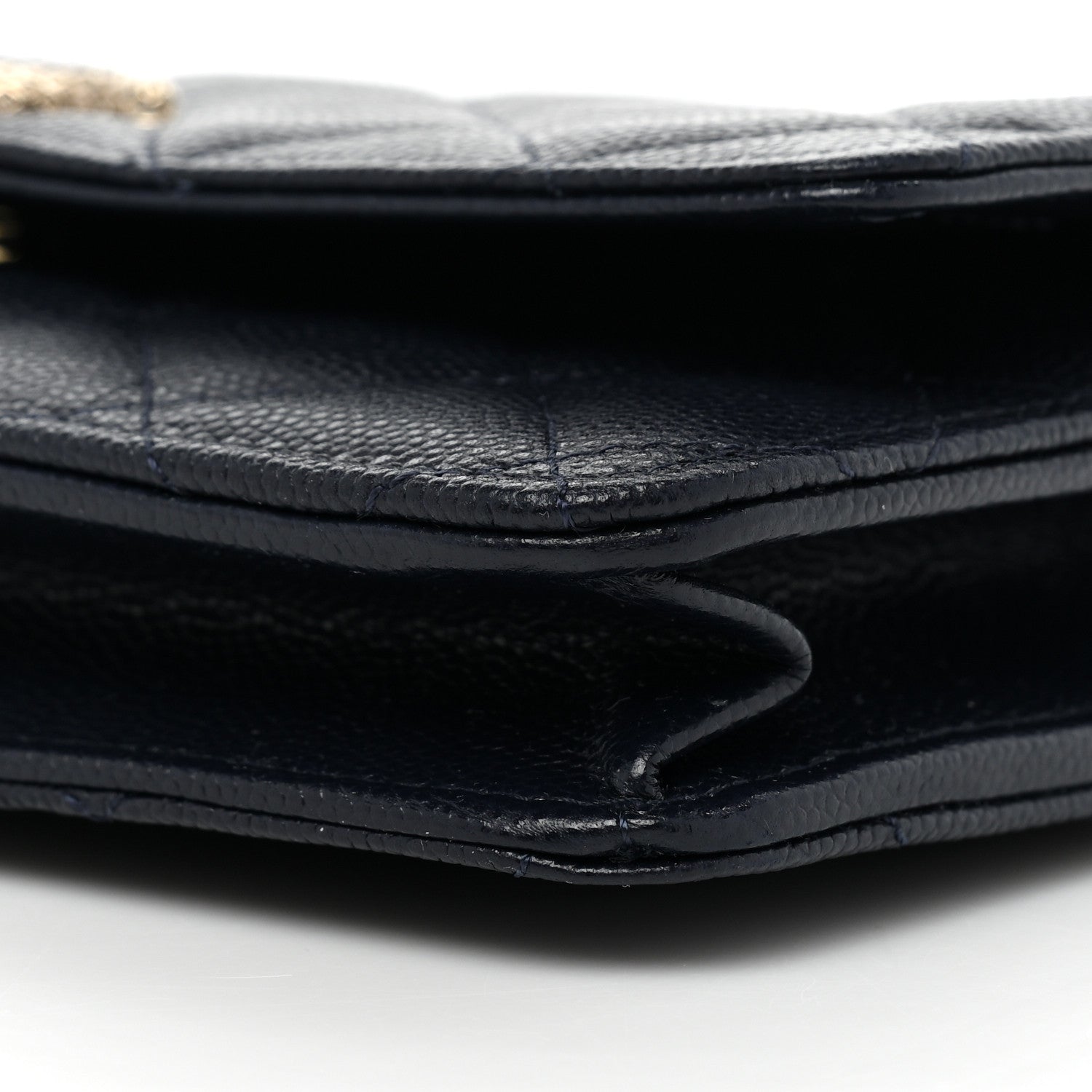 Chanel Caviar Quilted Perforated Metal Wallet On Chain WOC Navy 9 of 10