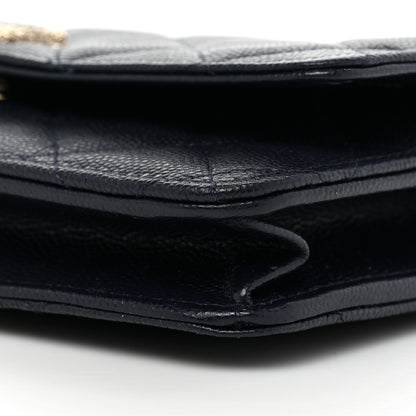 Chanel Caviar Quilted Perforated Metal Wallet On Chain WOC Navy 9 of 10