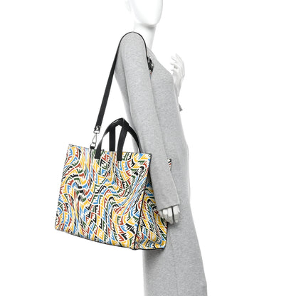 Fendi X SARAH COLEMAN Vitello Grace Light FF Vertigo Shopping Tote White Ice Multicolor 2 of 10