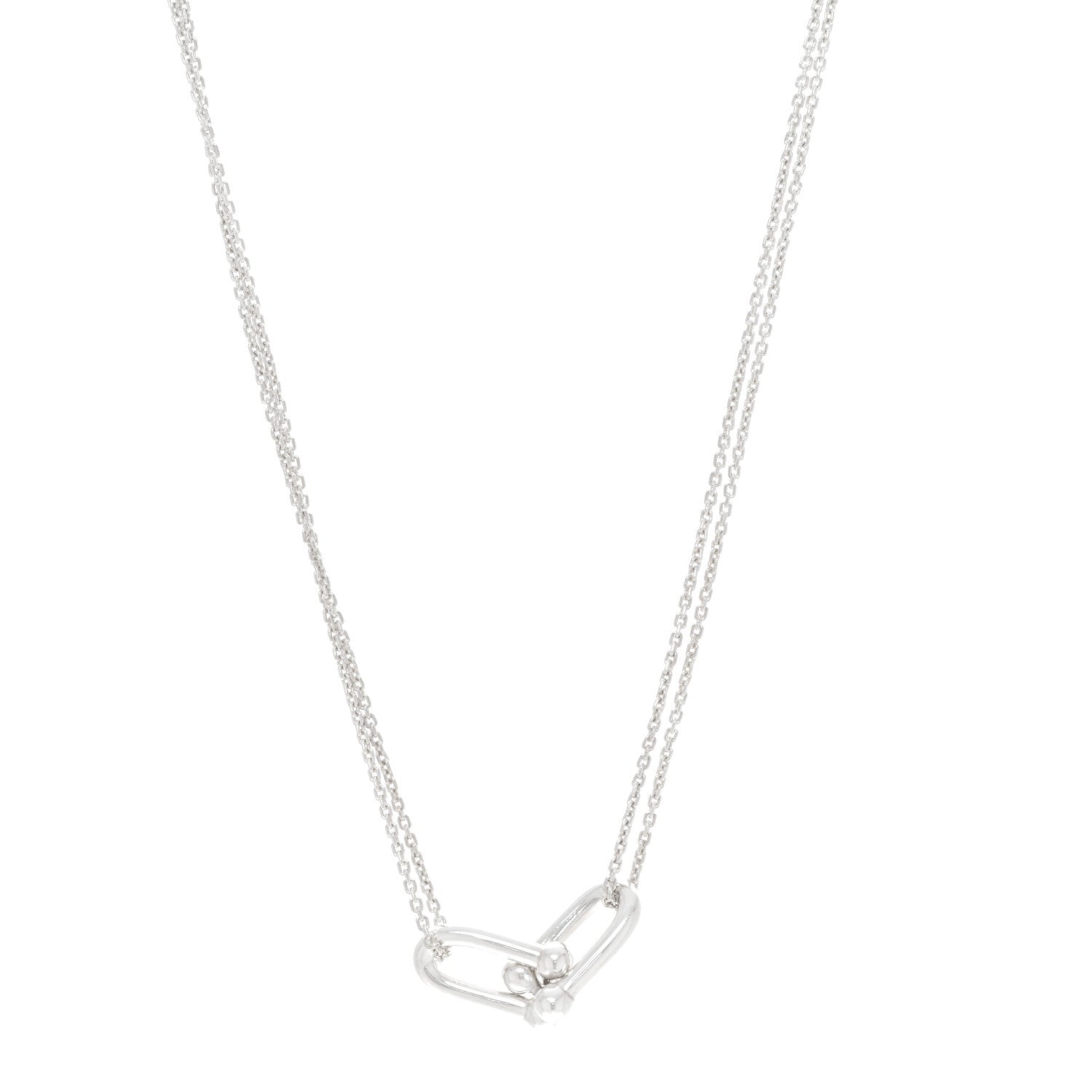Tiffany Sterling Silver Double HardWear Link Pendant Necklace 1 of 5