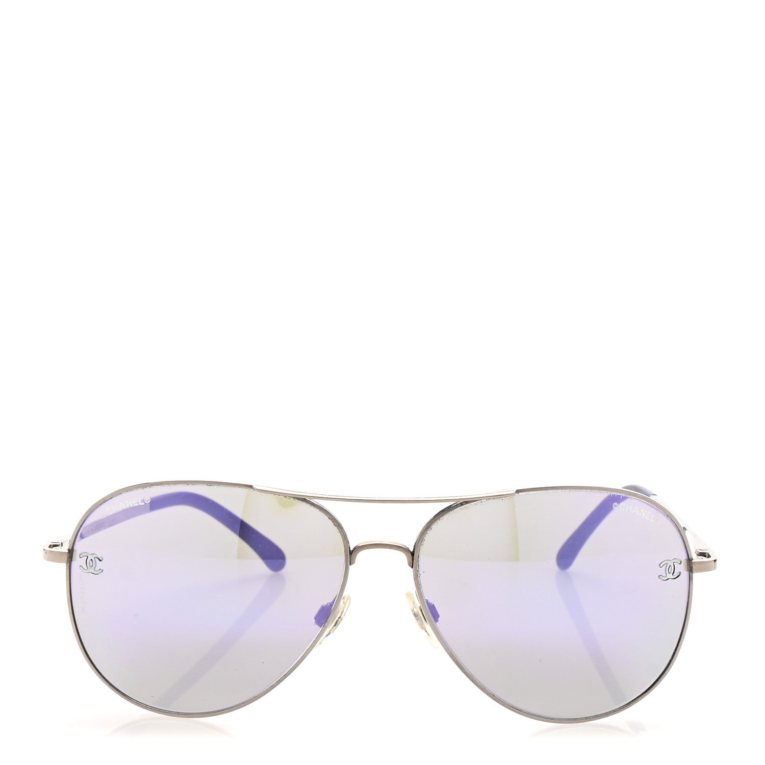 Chanel Metal Pilot Aviator CC Sunglasses 4189-T-Q Silver 2 of 8