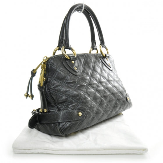 Leather Quilted Elise Tote Black