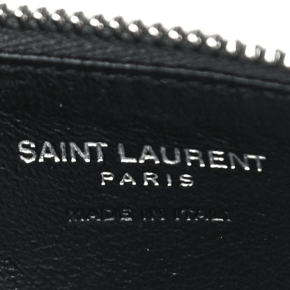 Saint Laurent Grain De Poudre Matelasse Chevron Monogram Fragments Zippered Card Case Fog 6 of 10