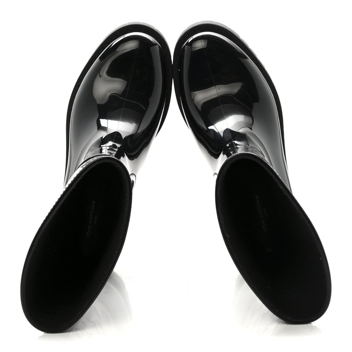 Rubber Embossed Monogram Splash Rain Short Boots 37 Black