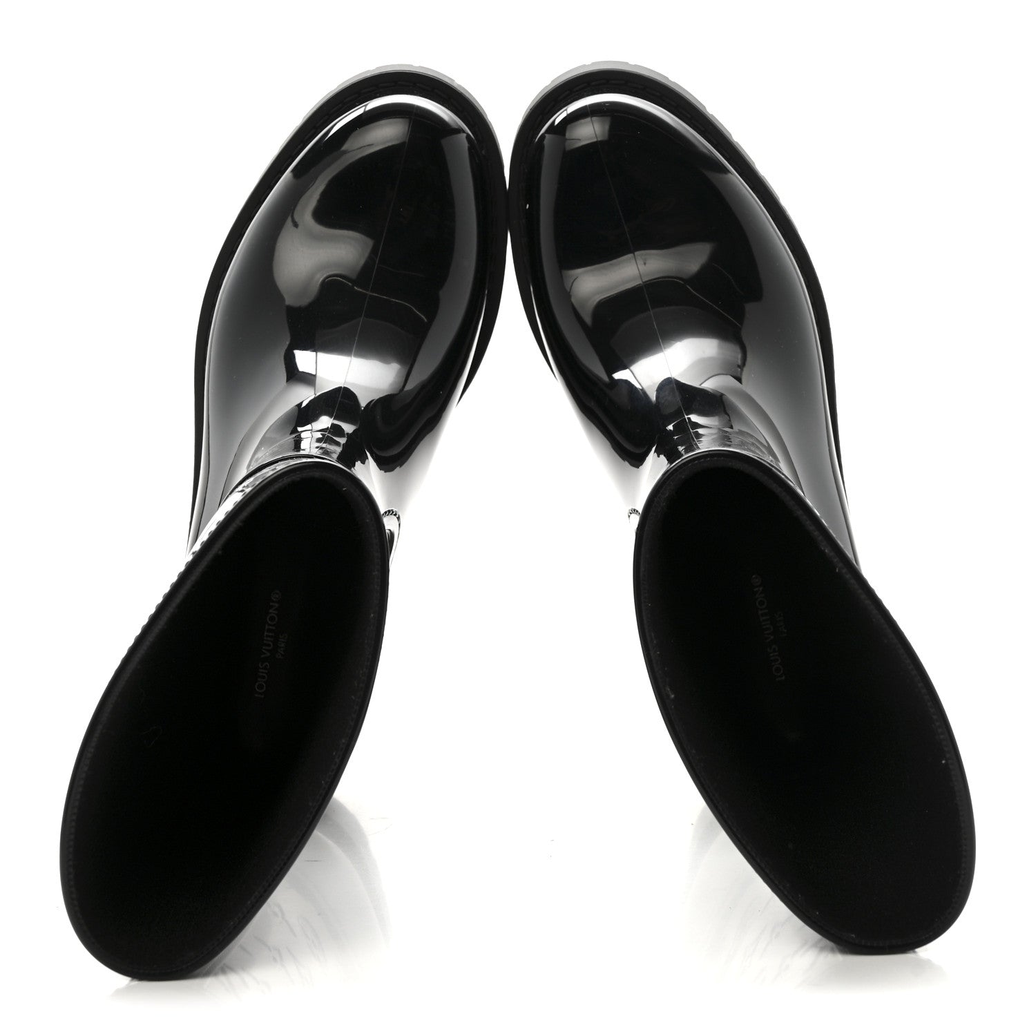 Louis Vuitton Rubber Embossed Monogram Splash Rain Short Boots 37 Black 2 of 9