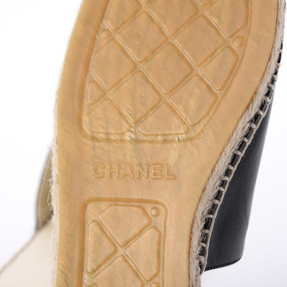 Chanel Iridescent Goatskin Patent CC Espadrille Mules 42 Black 7 of 9
