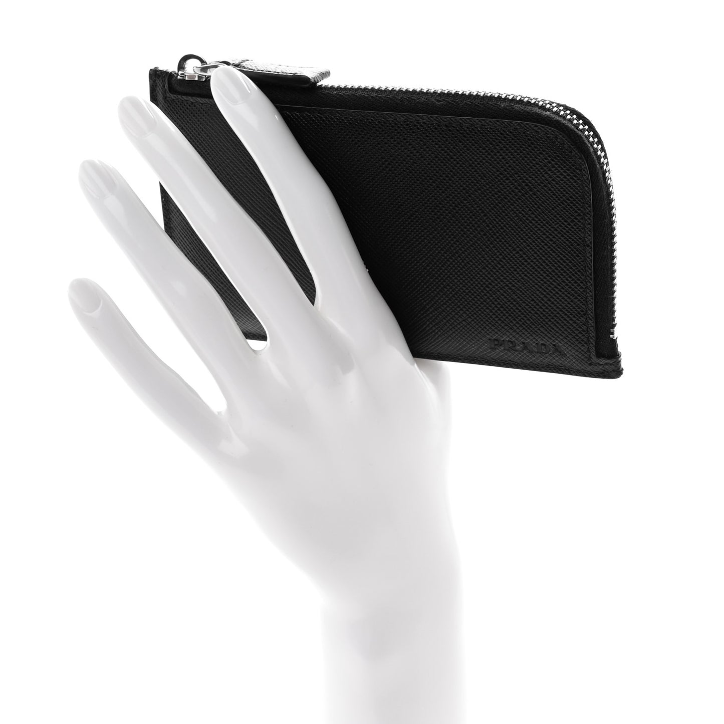 Saffiano Zip Card Holder Black