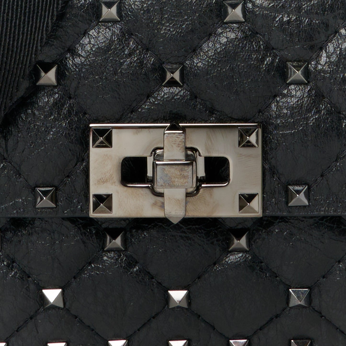Lambskin Small Rockstud Spike Shoulder Bag Black