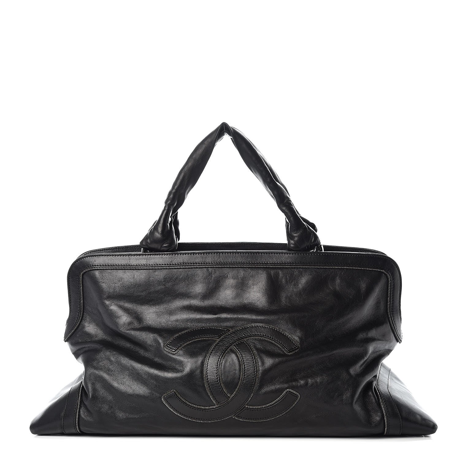 Chanel Lambskin East West Soho Shopper Black 1 of 15