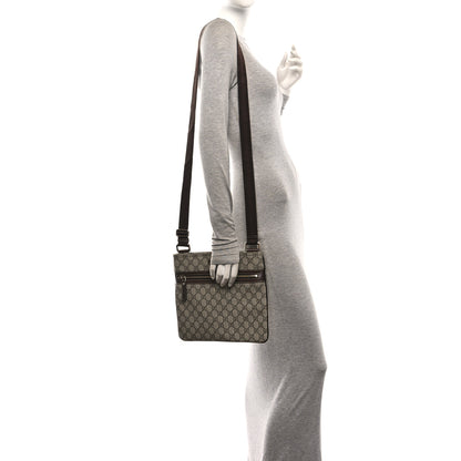 Gucci GG Supreme Monogram Selleria Calfskin Small Flat Side Zip Messenger Bag Beige Ebony Cocoa Dark Chocolate 2 of 12
