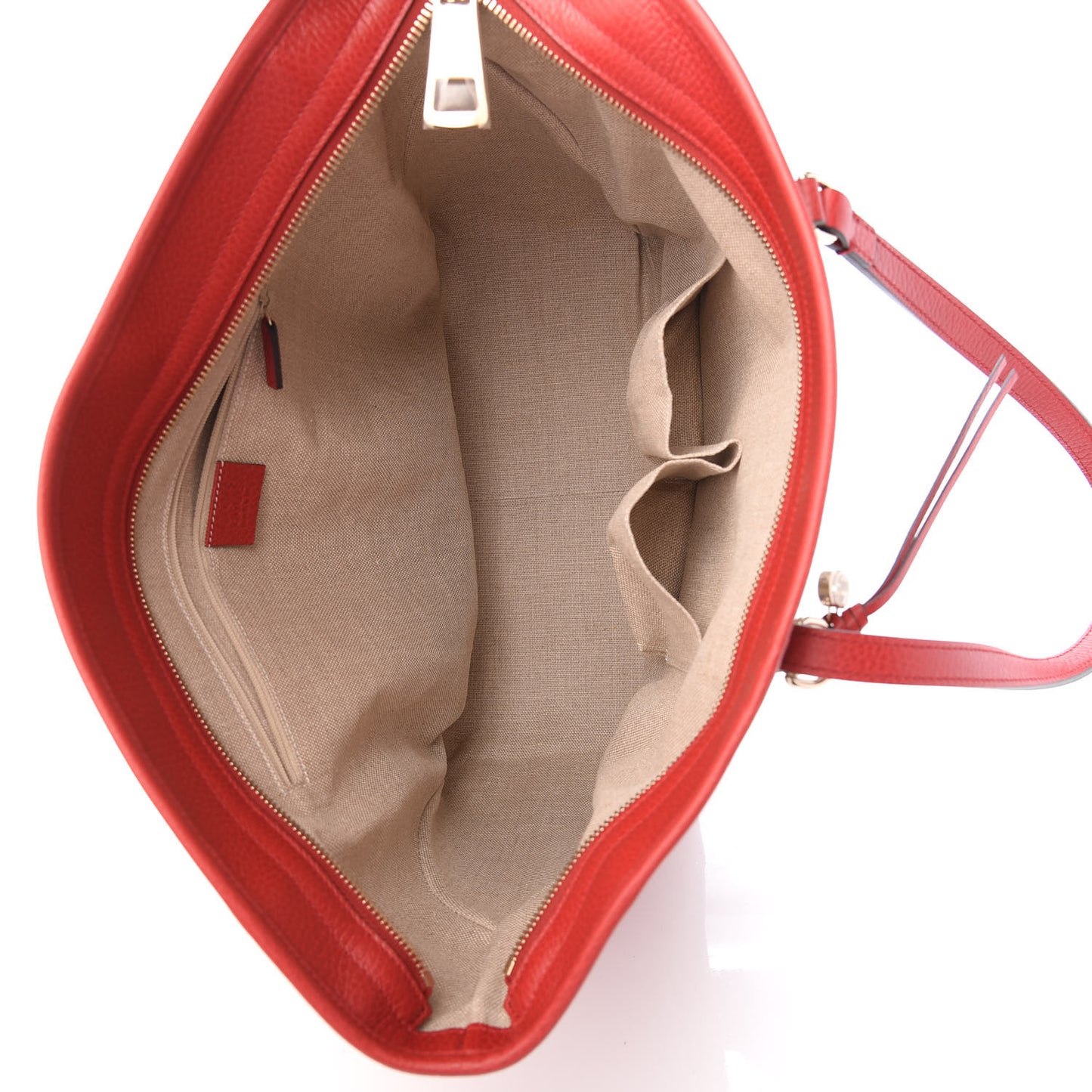Monogram Bree Zippered Tote Beige Red