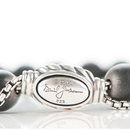 David Yurman Sterling Silver Black Onyx 8mm Spiritual Beads Adjustable Bracelet 4 of 4