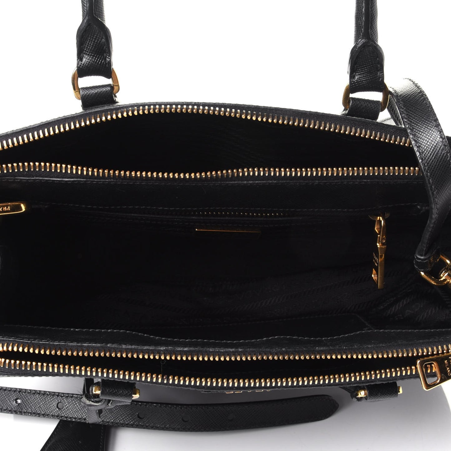 Saffiano Small Galleria Double Zip Tote Black