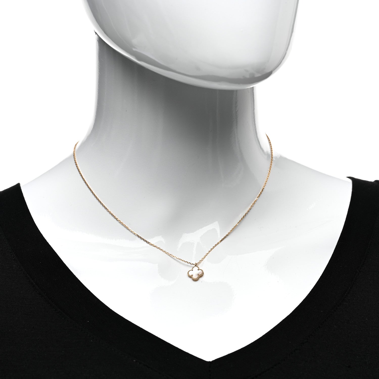 Van Cleef & Arpels 18K Yellow Gold Mother of Pearl Sweet Alhambra Pendant Necklace 2 of 6