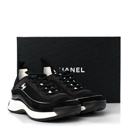 Chanel Fabric Suede CC Sneakers 38 Black Dark Grey 11 of 11