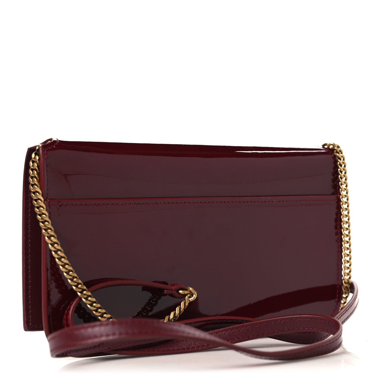 Saint Laurent Patent Monogram Phone Holder Crossbody Chataigne 3 of 9