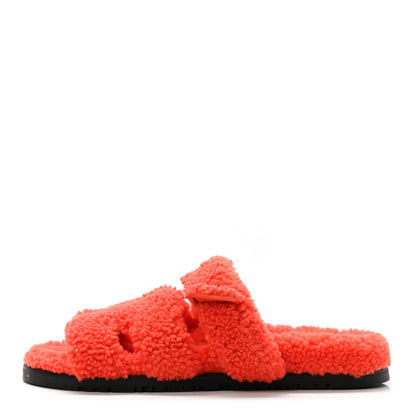 Hermes Woolskin Womens Chypre Sandals 39.5 Orange 1 of 7