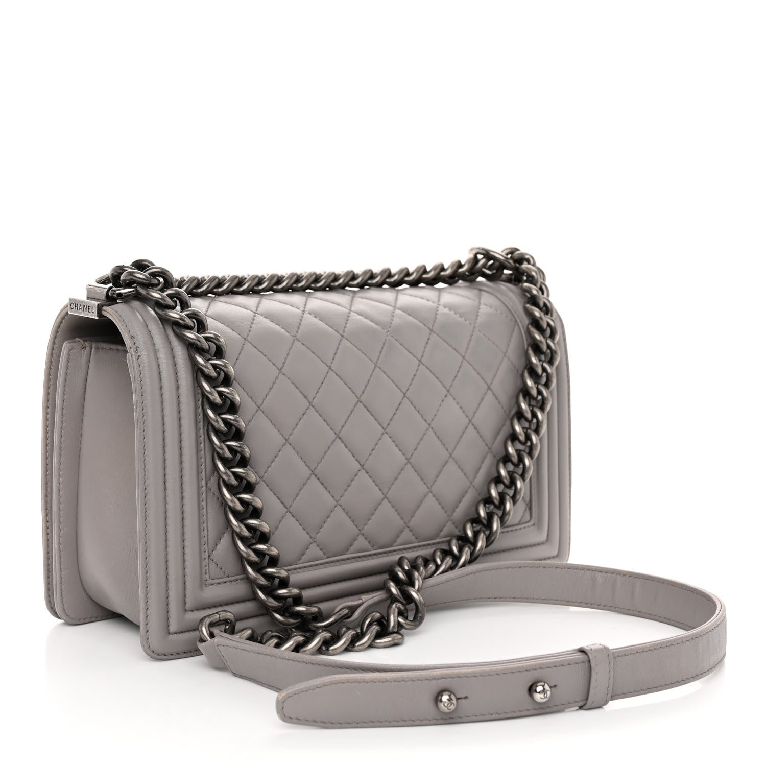Chanel Calfskin Quilted Medium Boy Flap Grey 3 of 10