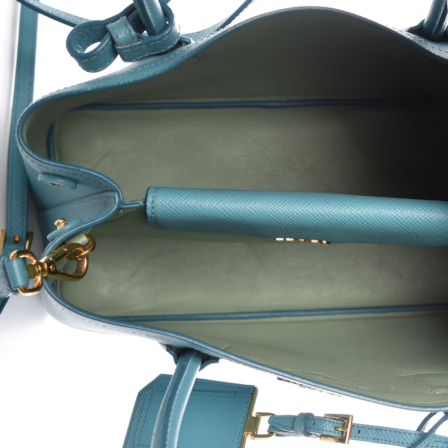 Saffiano Cuir Small Double Bag Turchese Acquamarina