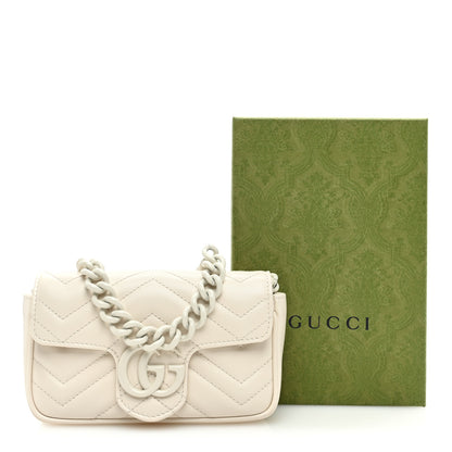 Gucci Calfskin Matelasse Monochrome GG Marmont Chain Belt Bag Mystic White 10 of 10