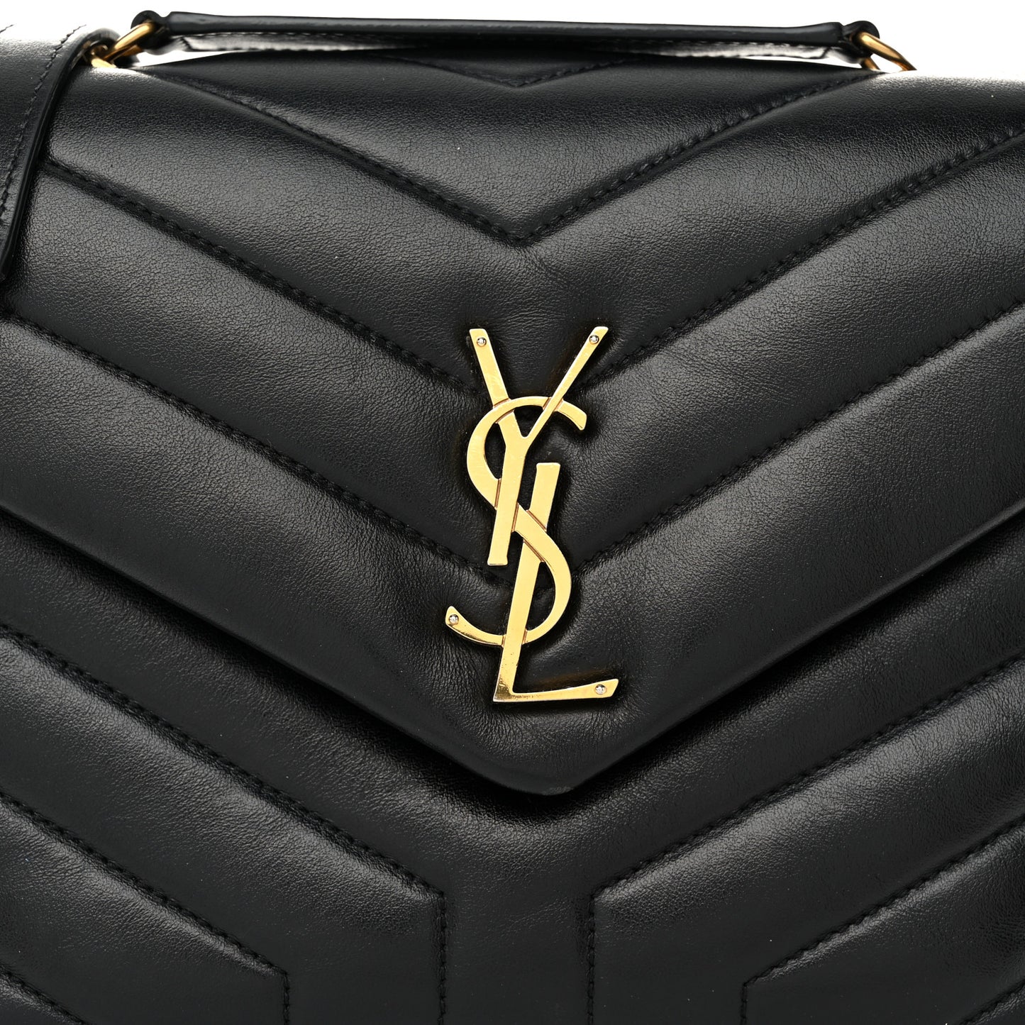Calfskin Y Quilted Monogram Small Loulou Chain Satchel Black