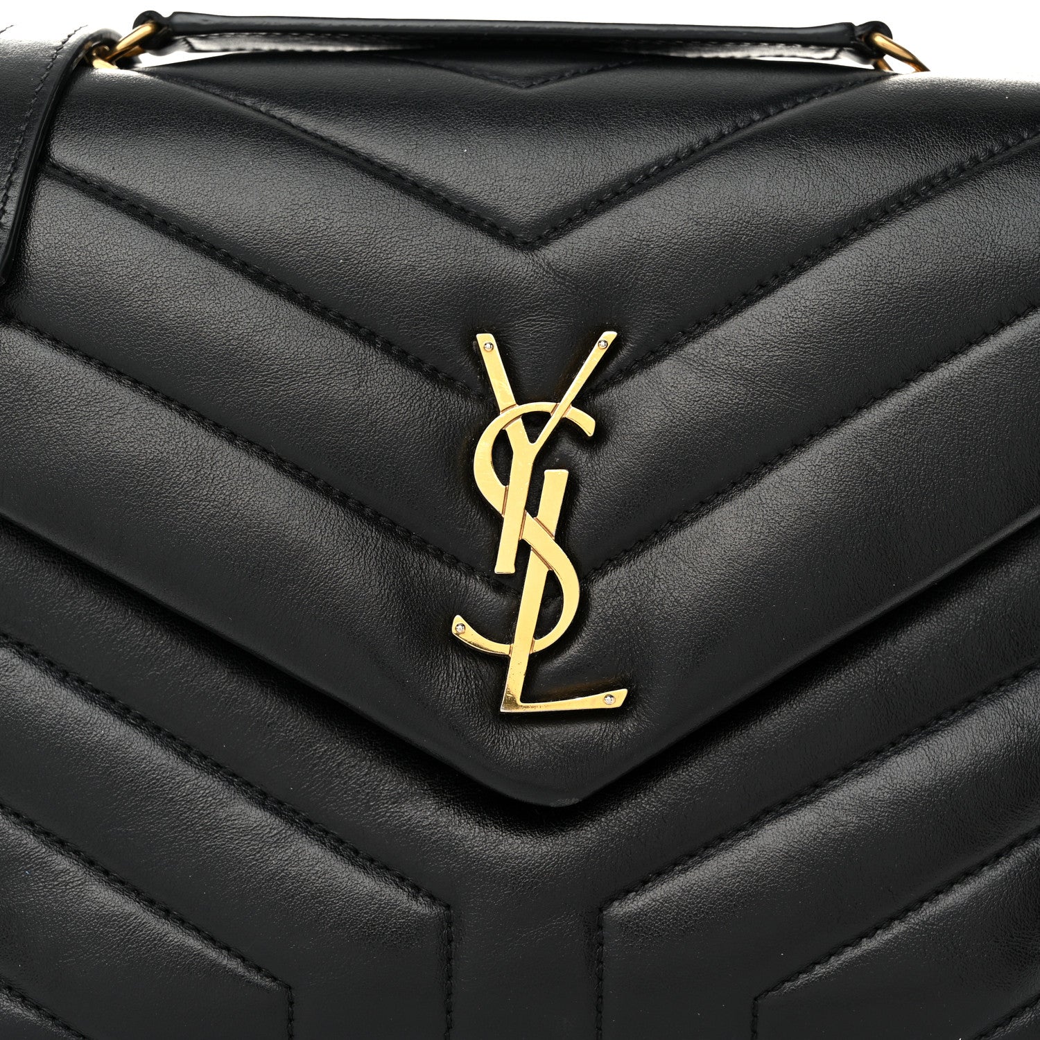 Saint Laurent Calfskin Y Quilted Monogram Small Loulou Chain Satchel Black 8 of 10