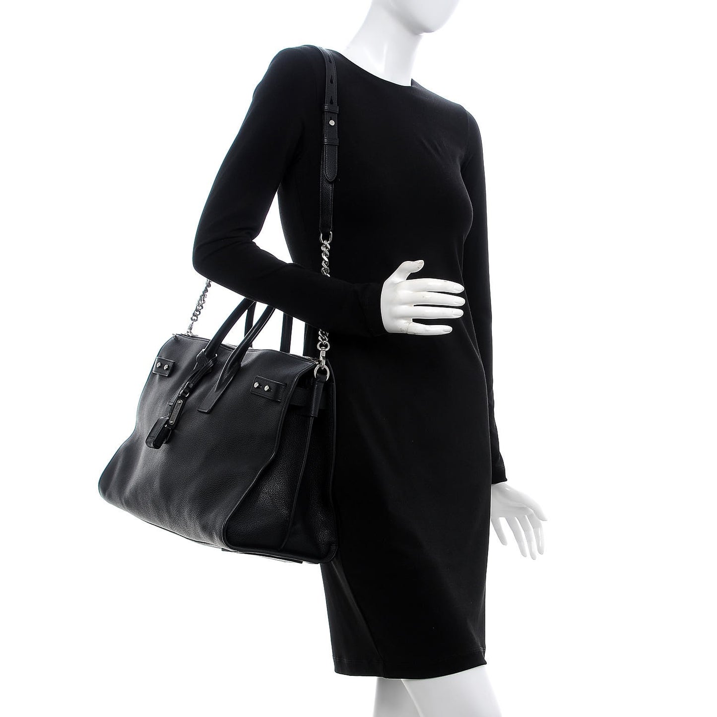 Grained Calfskin Medium Souple Sac De Jour Duffle Black