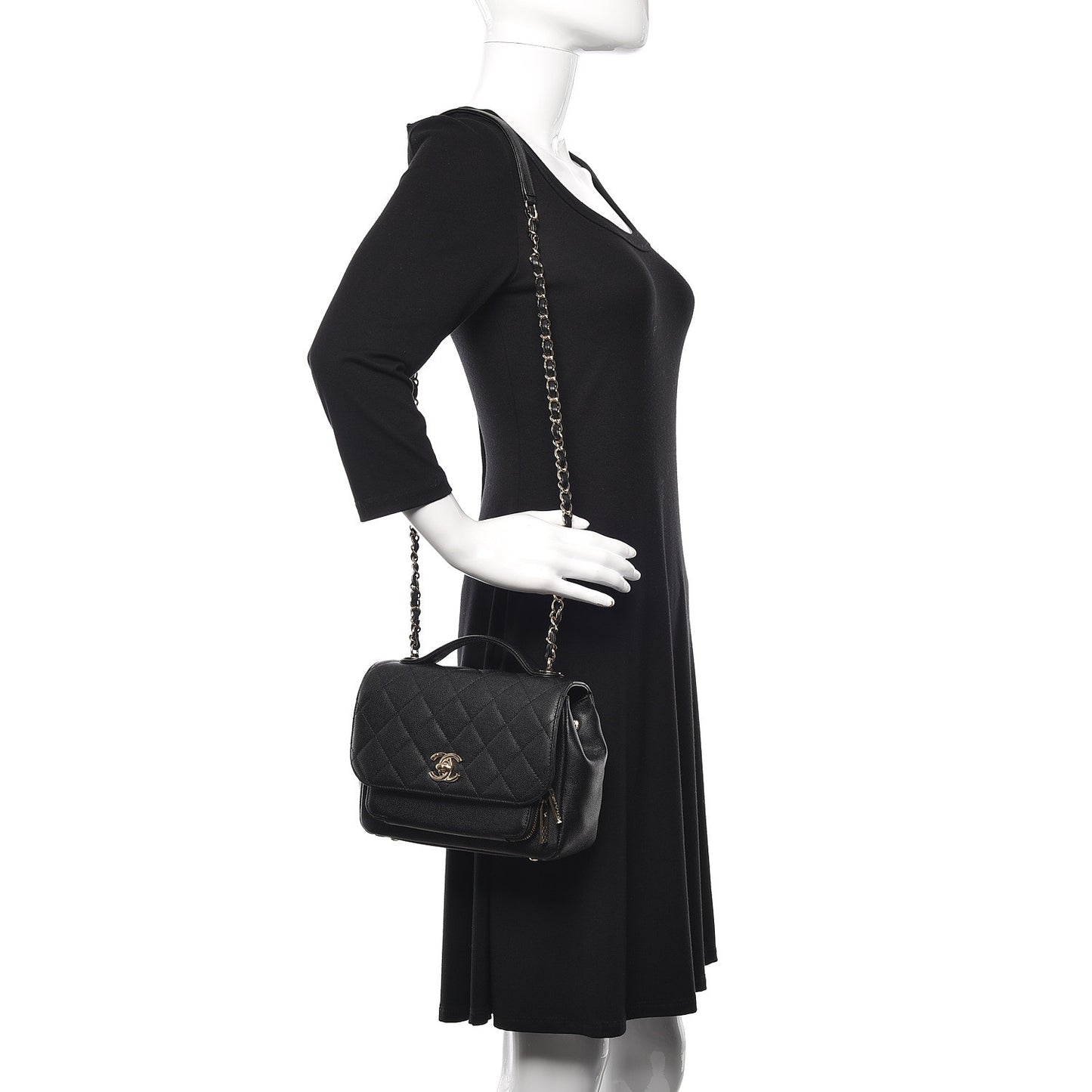 Caviar Quilted Small Business Affinity Flap Black