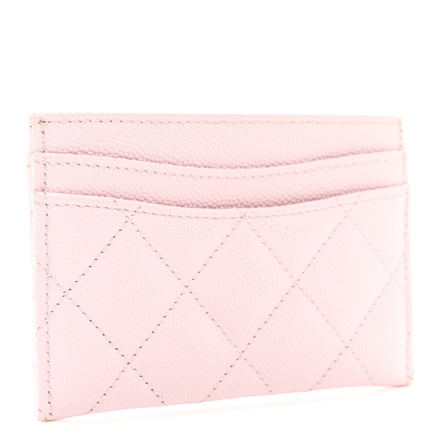 Caviar Quilted Card Holder Light Pink