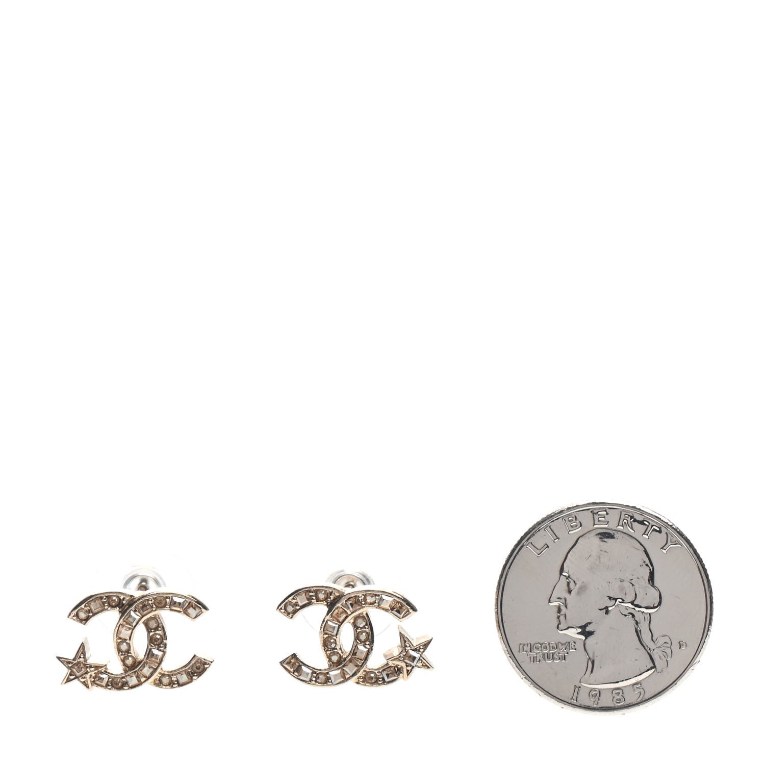 Chanel Crystal CC Starfall Earrings Gold 2 of 5