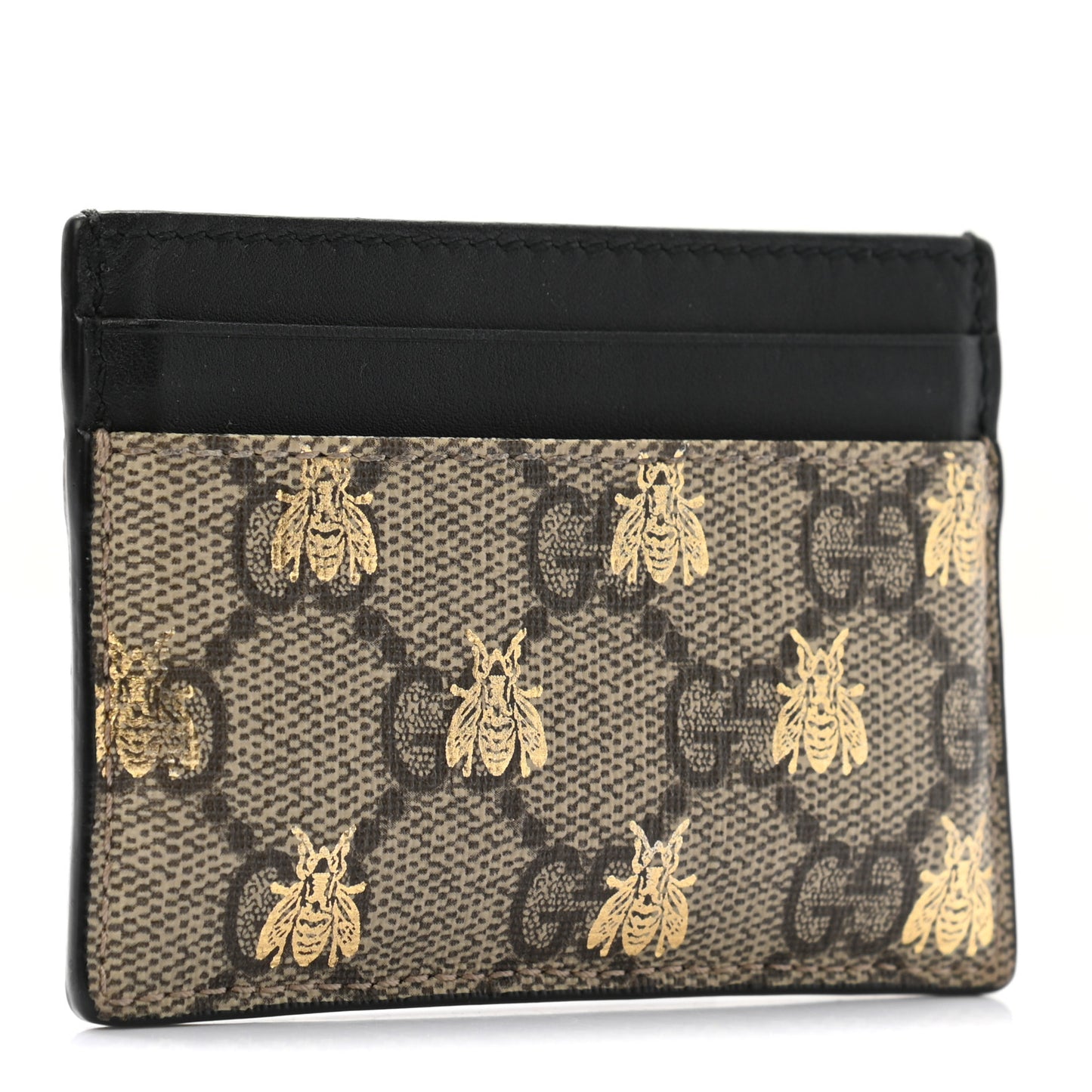 GG Supreme Monogram Bees Card Holder Black