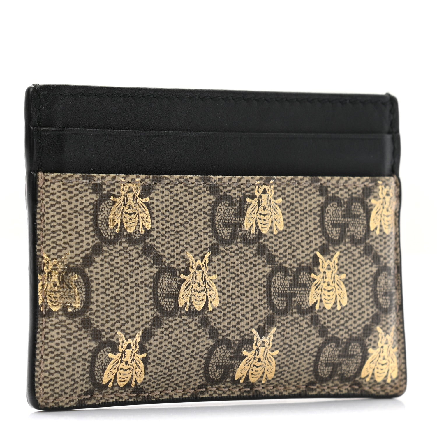 Gucci GG Supreme Monogram Bees Card Holder Black 3 of 7