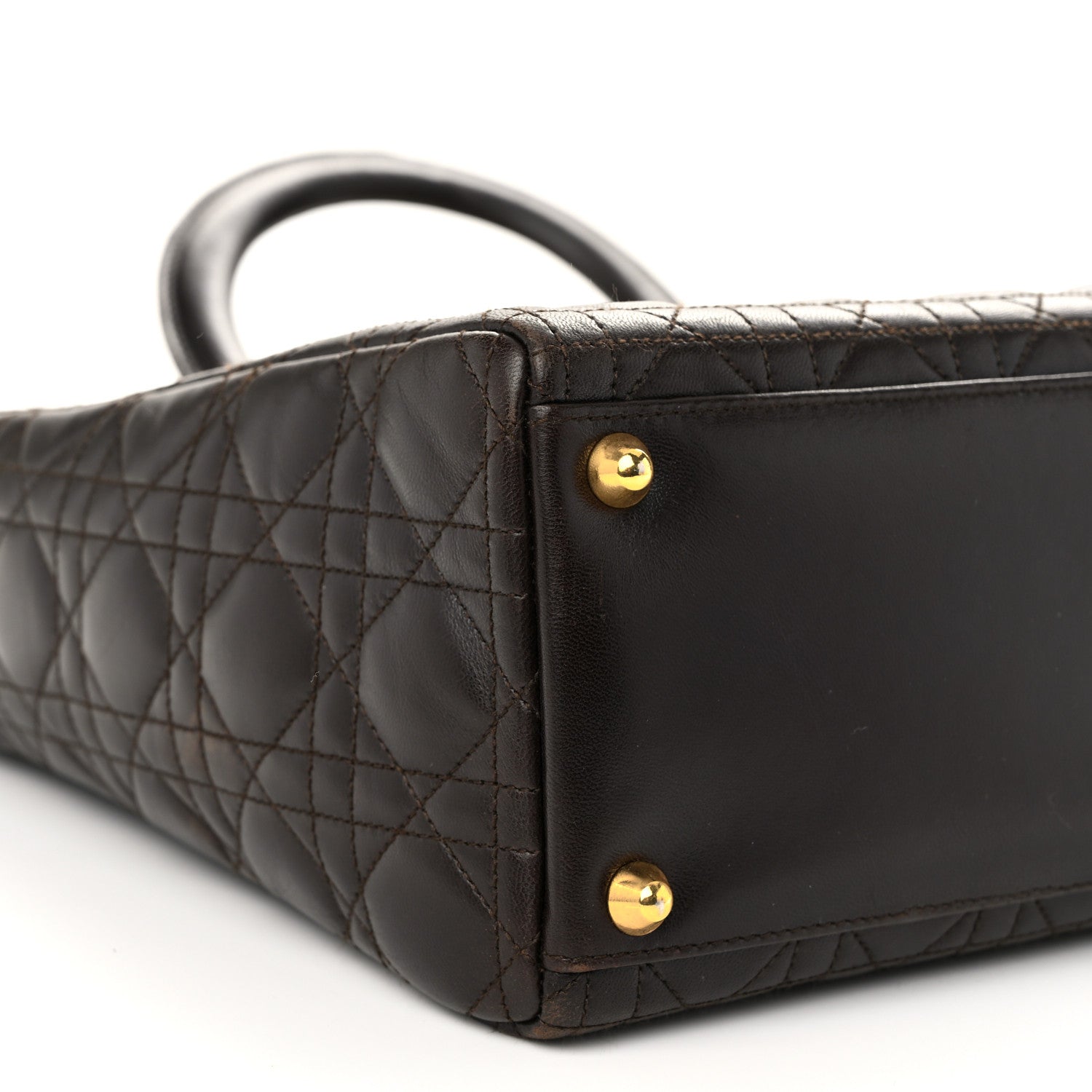 Christian Dior Lambskin Cannage Large Lady Dior Brown 9 of 10